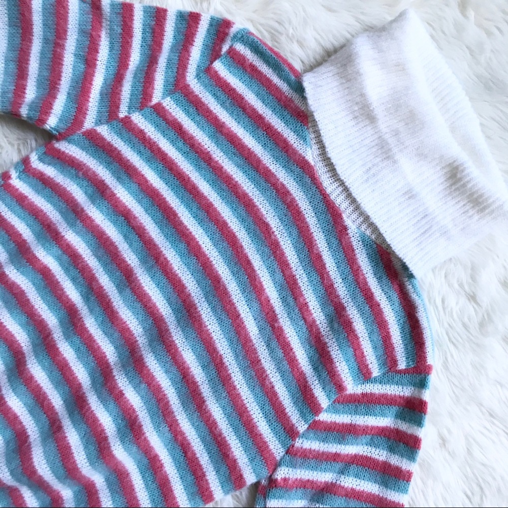 Vintage 1980s Knit Striped Long Sleeve Turtleneck Sweater